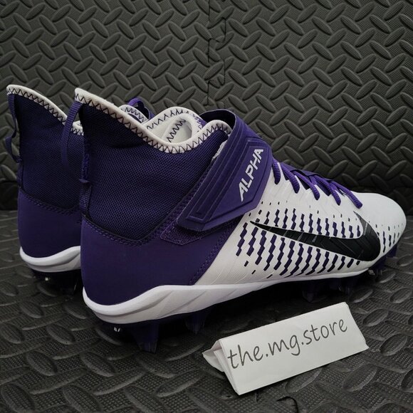 Nike Alpha Menace Pro 2 Mid Football Cleats White Purple BV3945-104 Men's 13 - Picture 3 of 7